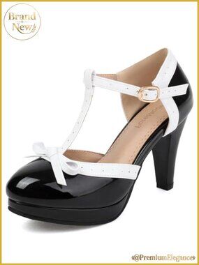 Women's Mary Jane Platform Pumps Block Heel T-Strap Dress Shoes